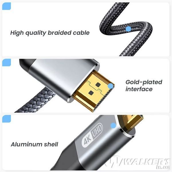 Кабель перехідник 4К Mini HDMI - HDMI 60Hz 18Gbps Aluminum Shell Neylon, 1 м
