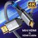 Кабель перехідник 4К Mini HDMI - HDMI 60Hz 18Gbps Aluminum Shell Neylon, 2 м