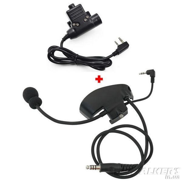 Навушники Howard Impact Sport + Мікрофон для підключення до рації + PTT до Kenwood/Baofeng