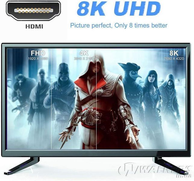 Переходник Mini HDMI - HDMI (M/F) LED 8К HDMI 2.1 48Gbps (C8K-05)